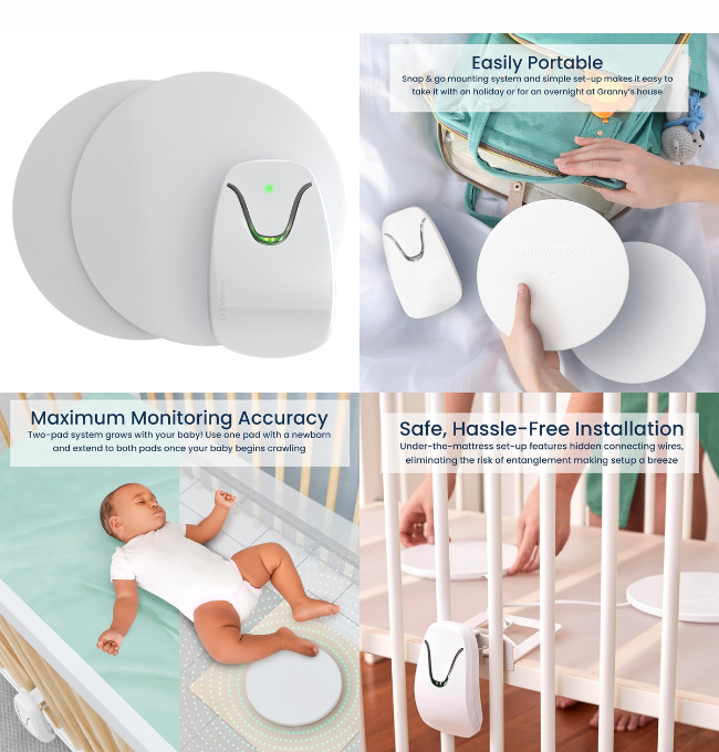 Babysense 7 Baby Sleep Breathing Movement Monitor for newborn and infants, No Wifi, Non Wearable, Non Contact Monitor with 2 Under-Mattress Sensors for Full Crib Coverage, FSA Baby Monitor