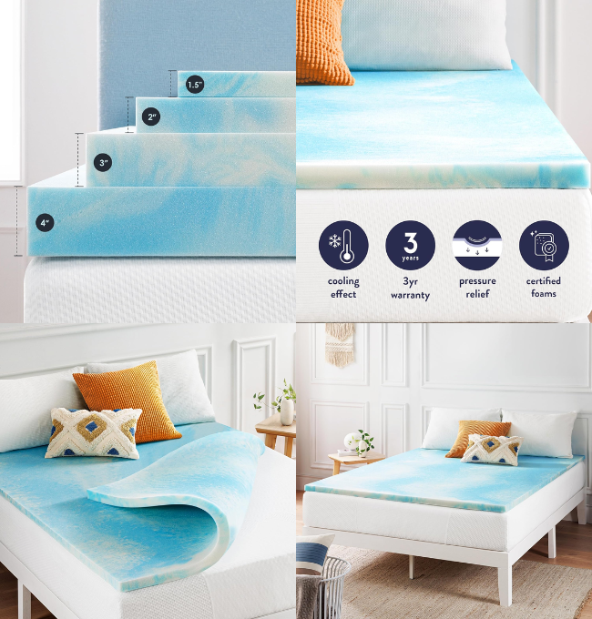 Best Price Mattress 1.5 Inch Swirl Gel AeroBreeze Cooling Air Flow Memory Foam Mattress Topper, Full