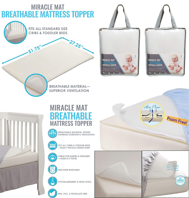 L.A. Baby Breathable Miracle Mat - Superior Ventilation Crib Mattress Topper