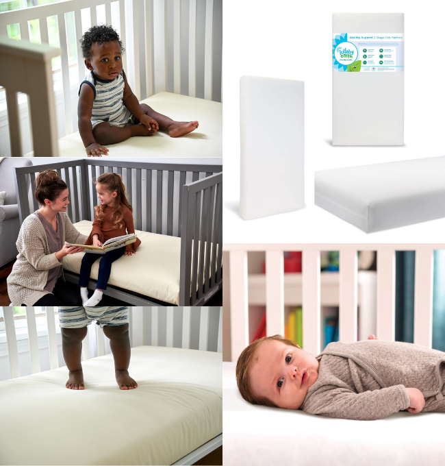 Lullaby Earth Healthy Support Baby Crib Mattress - 2-Stage Lightweight Infant & Toddler Mattress - Waterproof Baby Bed Mattress for Crib - Non-Toxic Mattress for Baby and Toddler Bed