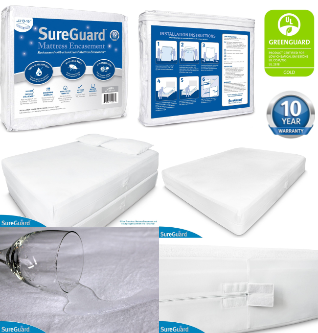 Crib Size SureGuard Mattress Encasement - 100% Waterproof, Bed Bug Proof, Hypoallergenic - Premium Zippered Six-Sided Cover