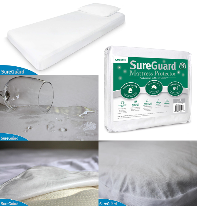 SureGuard Queen Size Mattress Protector - 100% Waterproof, Hypoallergenic - Premium Fitted Cotton Cover - Smooth