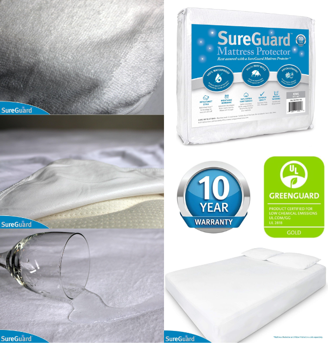 SureGuard Crib Size Mattress Protector - 100% Waterproof, Hypoallergenic - Premium Fitted Cotton Terry Cover White