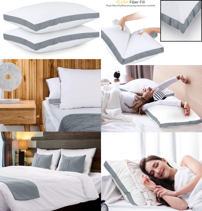 Utopia Bedding Bed Pillows for Sleeping King Size (Grey), Set of 2, Cooling Hotel Quality, Gusseted Pillow for Back, Stomach or Side Sleepers