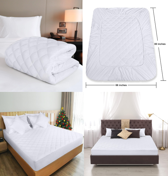 Utopia Bedding Quilted Fitted Mattress Pad (Super Queen) - Elastic Fitted Mattress Protector - Mattress Cover Stretches up to 16 Inches Deep - Machine Washable Mattress Topper