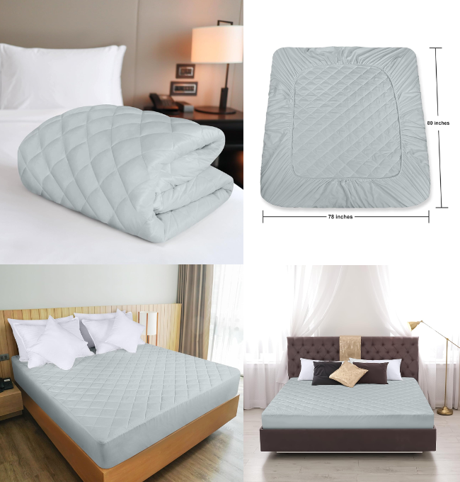 Utopia Bedding Quilted Fitted Mattress Pad (King, Light Grey) - Elastic Fitted Mattress Protector - Mattress Cover Stretches up to 16 Inches Deep - Machine Washable Mattress Topper