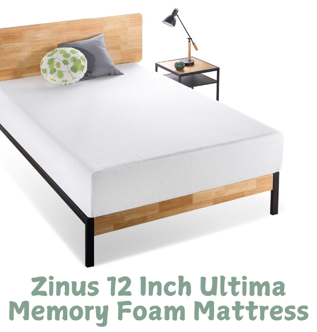 ZINUS 12 Inch Ultima Memory Foam Mattress, Twin, Fiberglass Free, Pressure Relieving, CertiPUR-US Certified, Mattress in A Box, White