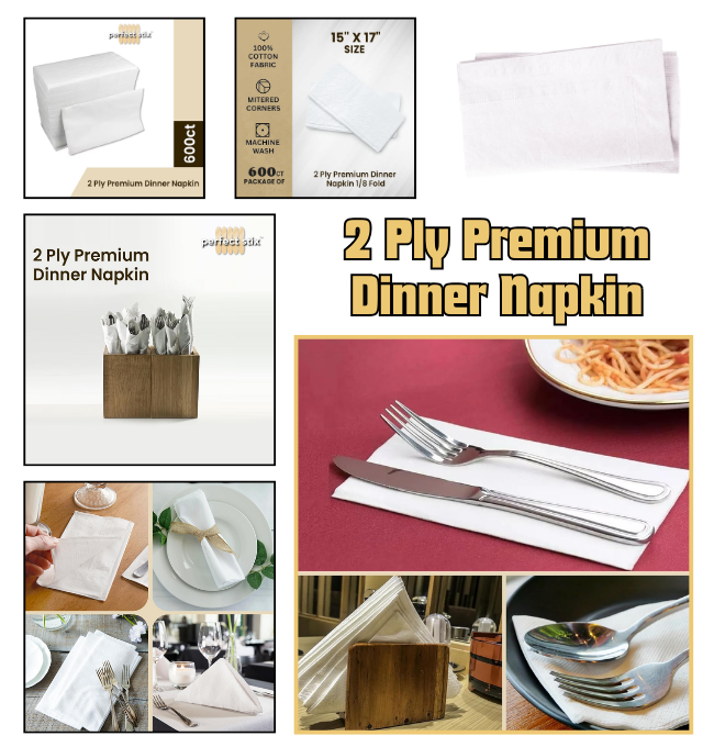 2 Ply Premium Dinner Napkin 1/8 Fold (Package of 600ct) 15