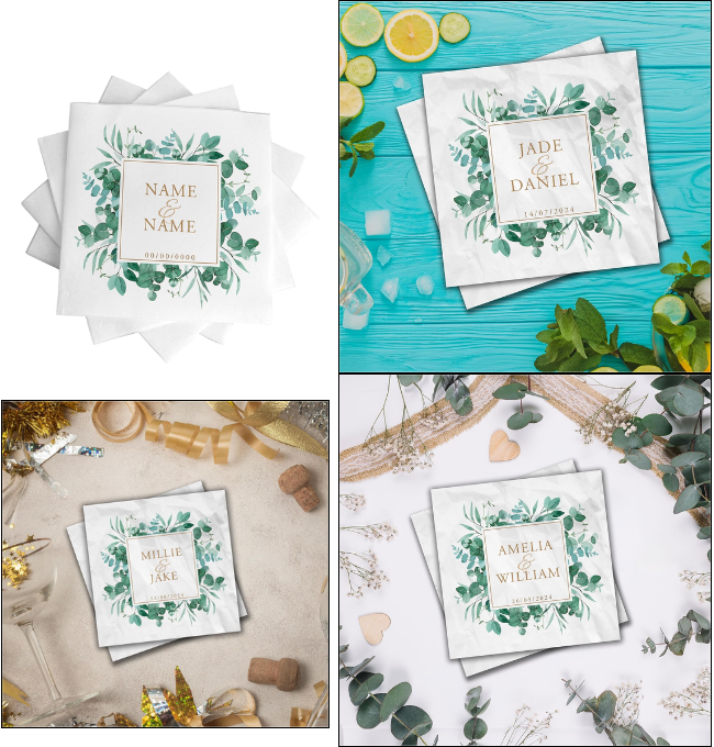 Bang Tidy Clothing Mr & Mrs Personalised Paper Napkins Patterned Bespoke Wedding Decoration 50 Pack