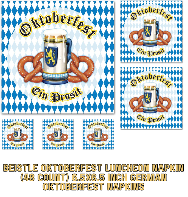 Guardanapo para almoço Beistle Oktoberfest, Multicoloured, 3. Beistle Oktoberfest Luncheon Napkin (48 Count) 6.5x6.5 Inch German Oktoberfest Napkins