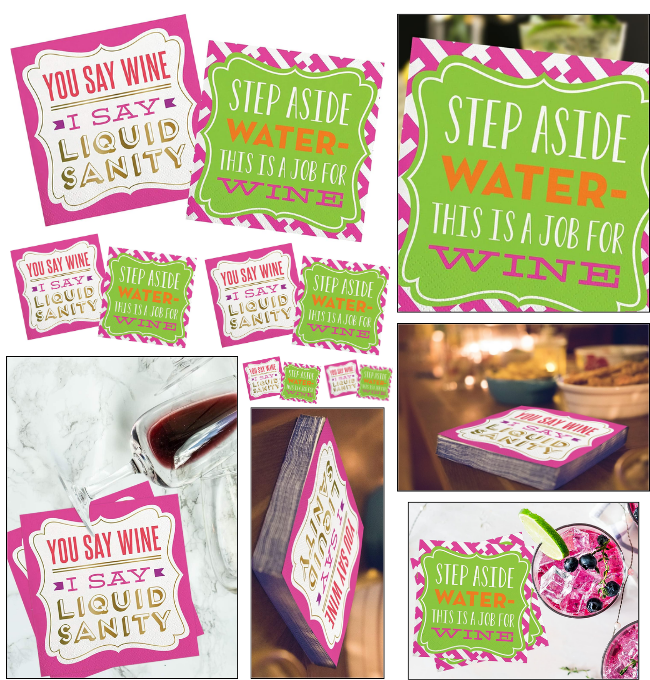 Generic Humorous Cocktail Napkins - with Funny Wine Themed Sayings for Bday, Anniversary, Bachelorette Party | Paper Napkin Set for use with Beverage, Lunch, Appetizer, Dessert | 2packs of 20 Napkins