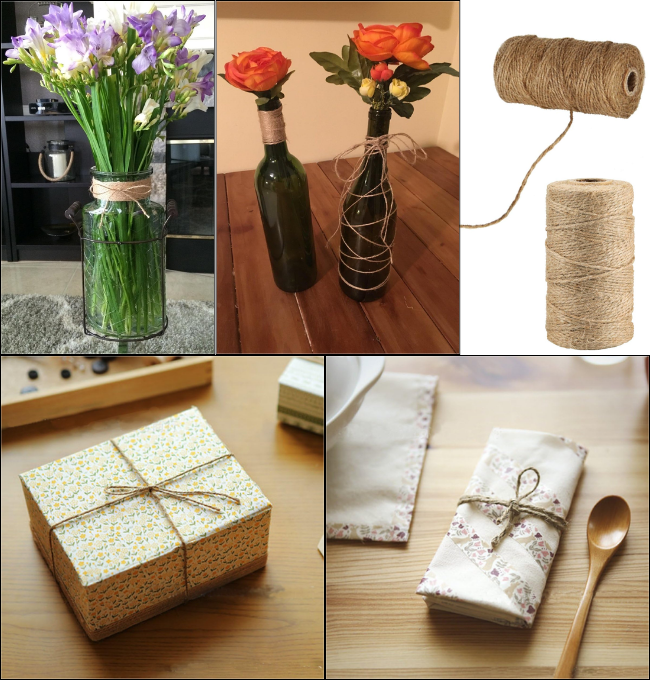 KINGLAKE Natural Jute Twine String 328 Feet Best Arts Crafts Gift Wrapping Twine Christmas Twine Durable Packing String