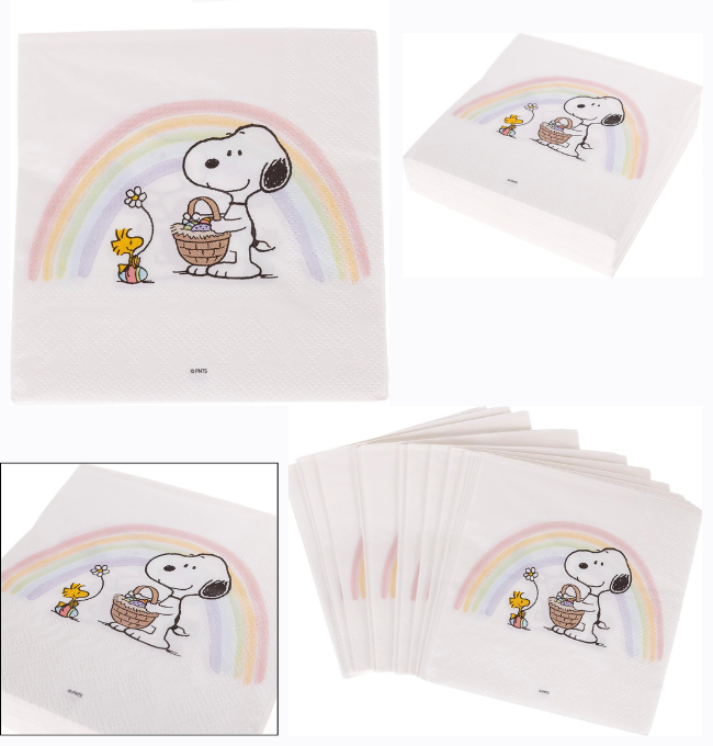 Graphique Snoopy with Rainbow Cocktail Napkins | Easter, Spring, All Occasion, Party | Dessert, Beverage, Coffee | 3-Ply Disposable Paper Napkins | 5” x 5” | 20 pcs