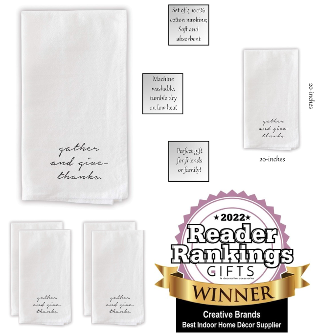 Santa Barbara Design Studio Cloth Dinner Napkins Face-to-face Designs Black & White Table Linen Collection, Set Of 4, Gather