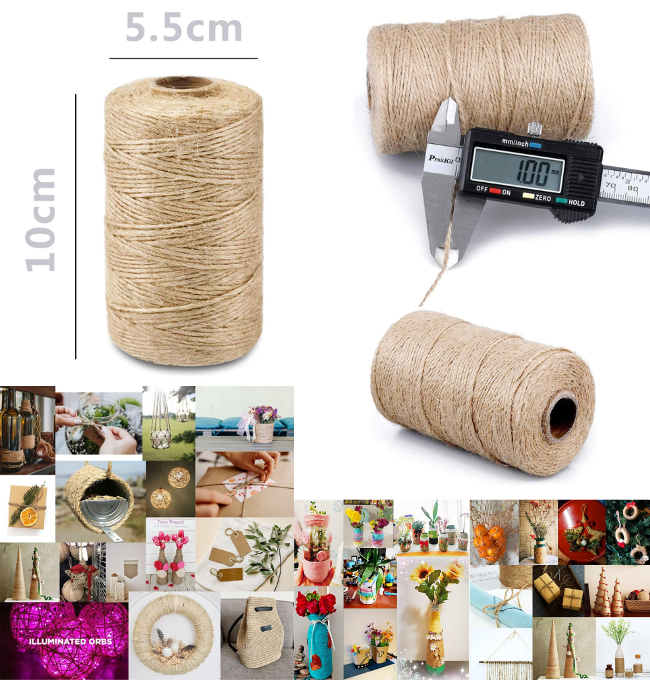 SMART&CASUAL 328Ft Jute Twine String Thin Natural Hemp Twine for Gift Wrapping Craft Plant Garden Christmas Handmade Arts Decoration Packing String Home decor (328 Ft (100M))