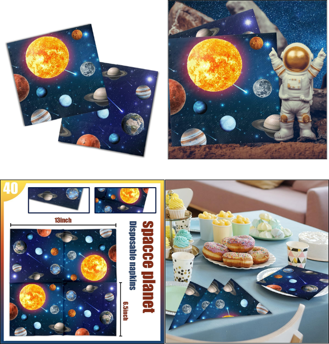 Solar System Decorations-40Pcs Space Theme Napkins Galaxy Planet Paper Napkin for Outer Space Party Supplies