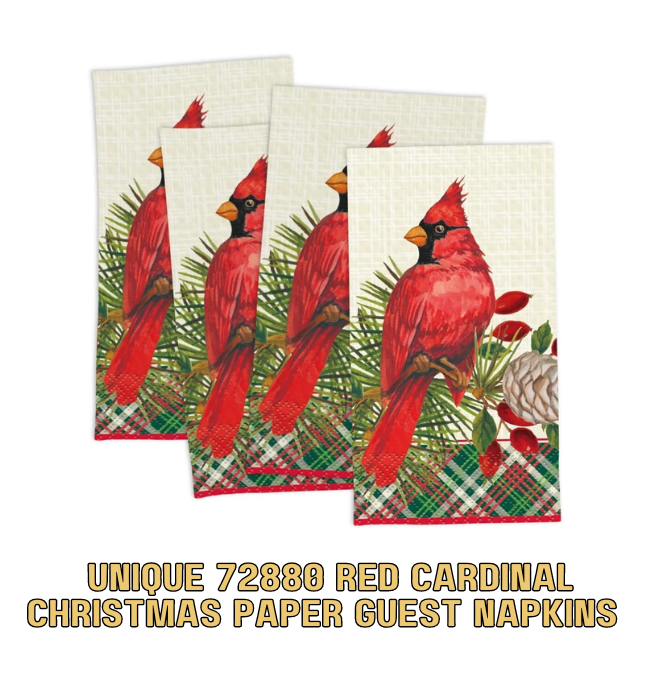 Unique 72880 Red Cardinal Christmas Paper | Guest Napkins 7.75