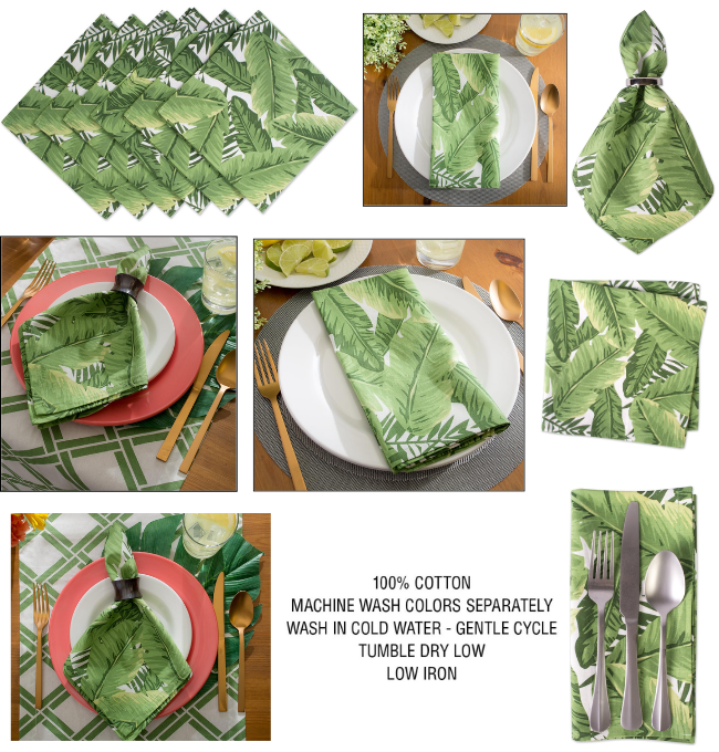 DII 100% Cotton Buffet Napkin Machine Washable, Oversized, Everyday Basic, 20x20, Banana Leaf