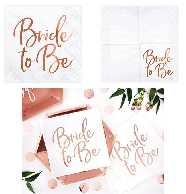 'Bride to Be' Paper Napkins White Rose Gold Hen Party Wedding x 20