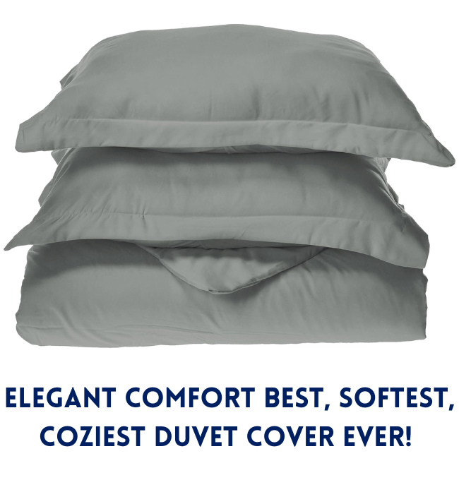 Elegant Comfort Best, Softest, Coziest Duvet Cover Ever! 1500 Thread Count Egyptian Quality Luxury Super Soft WRINKLE FREE 3-Piece Duvet Cover Set, King/Cali King, Gray