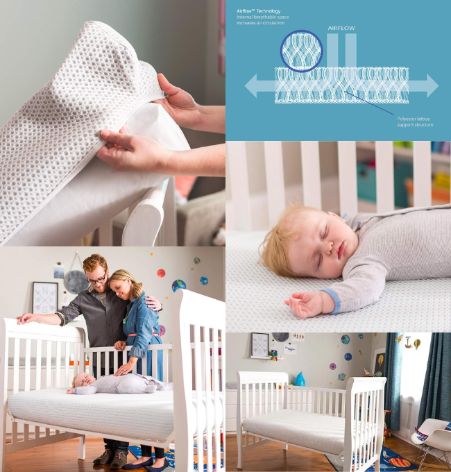 Lullaby Earth Breathe Safe 2-Stage Breathable Crib Mattress - Chemical Free, Dual Firmness Natural Mattress with Removable Washable Protector - Packaging May Vary