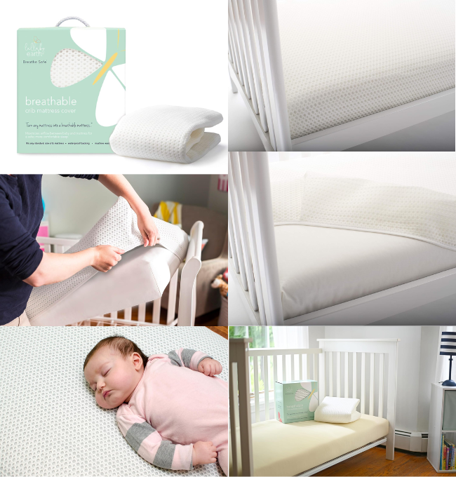 Lullaby Earth Breathe Safe Air Breathable Crib Mattress Pad, Removable Mattress Cover with Waterproof Layer for Baby and Toddler Beds, Standard Crib Size White