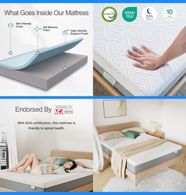 Novilla Full Size Mattress, 12 Inch Hybrid Mattress Full with comfort Foam, Innerspring Full Size Mattress in a Box, Mattress Full Size Bed for Pressure & Pain Relief, Medium Firm Feel